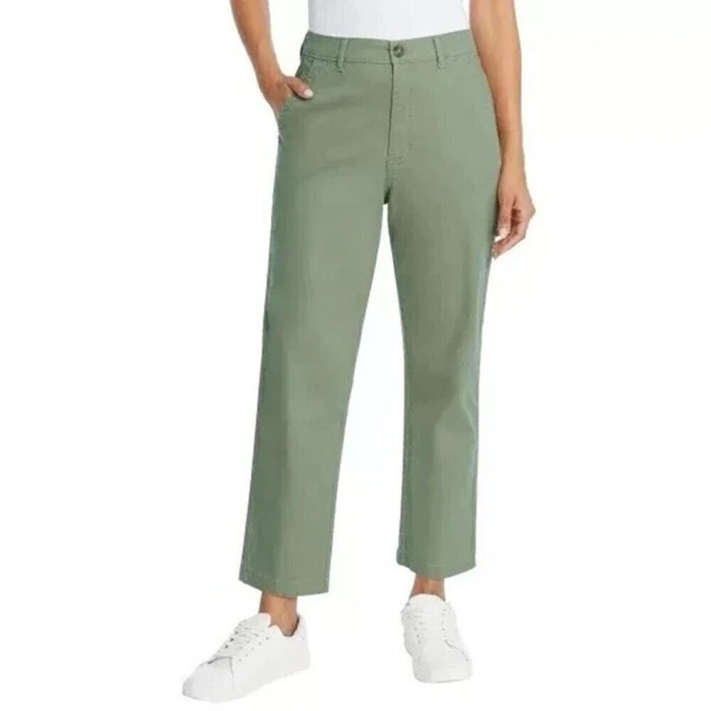 G.H. Bass & Co. Women's Size 8 Green Casual Pants 98% Cotton Blend Straight Leg